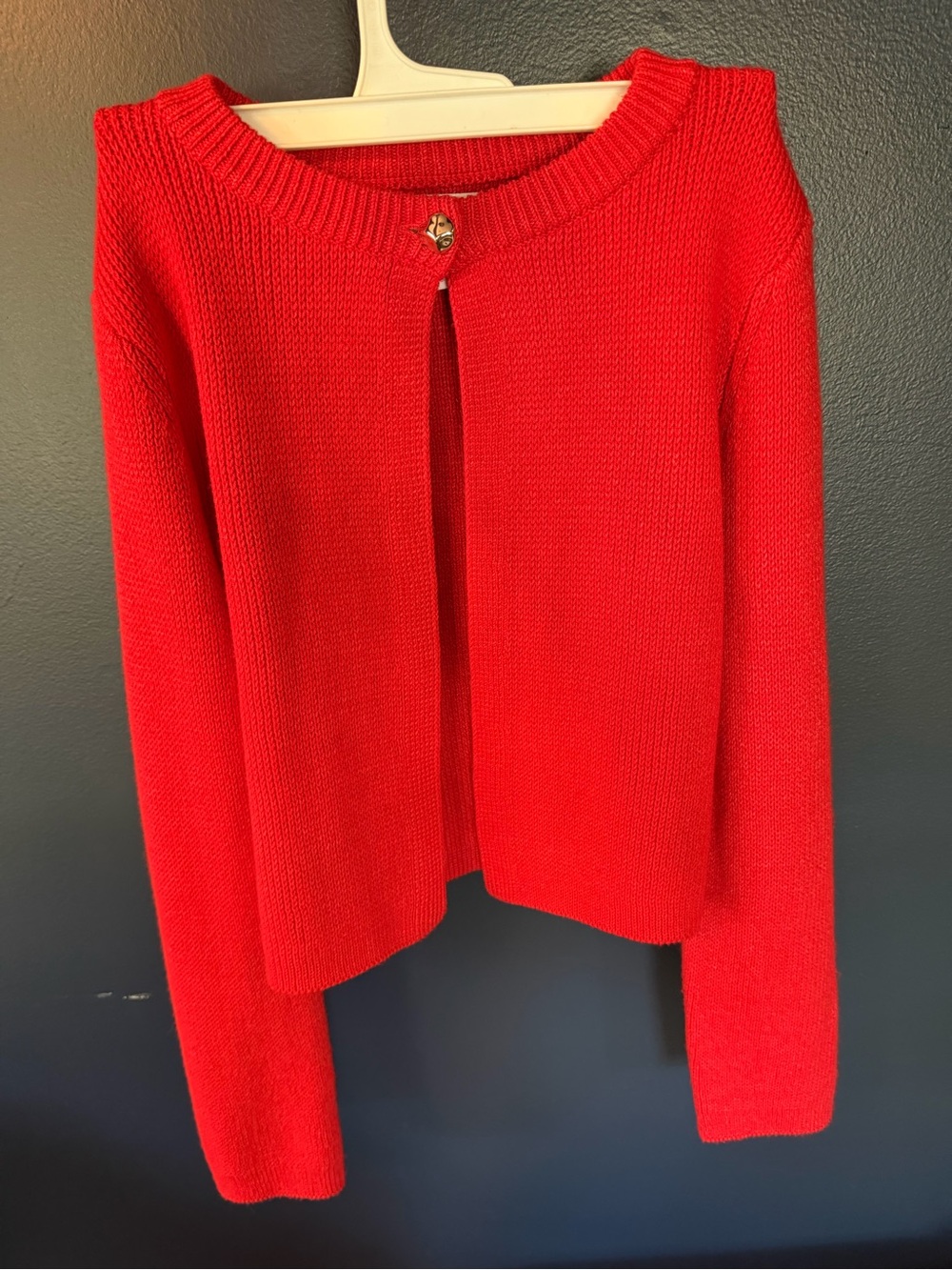 Song of Style Red Women's Crewneck Button Cardigan Sweater